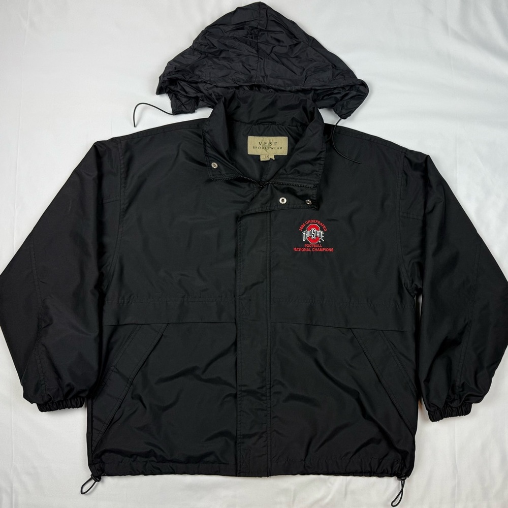 Vtg Ohio State Buckeyes Men’s Hooded Windbreaker Jacket Large Y2K Undefeated B6